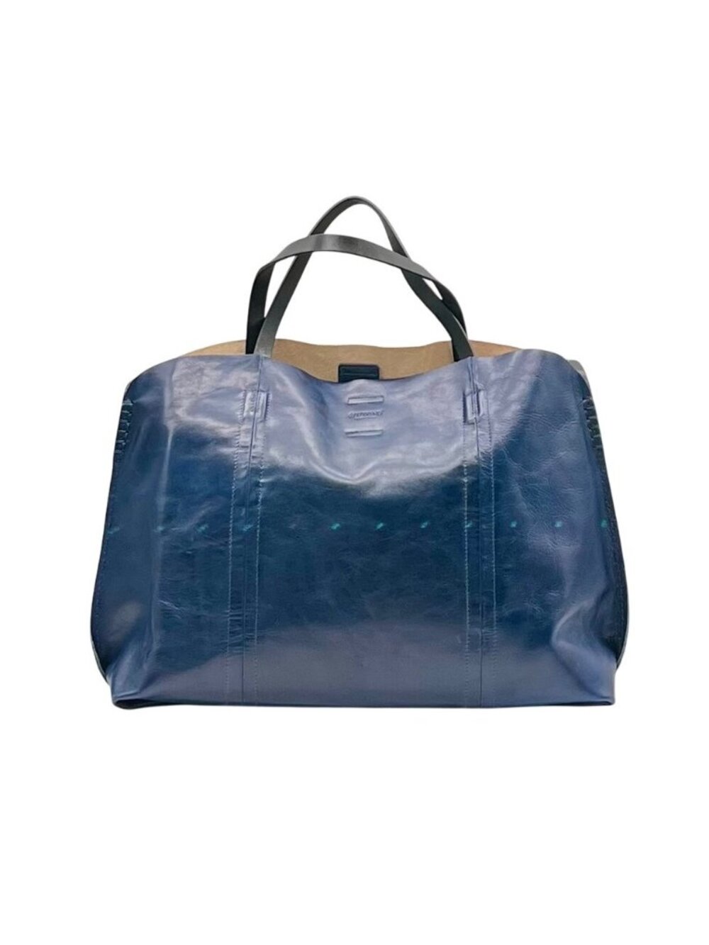 Old Trend Navy Blue Slouchy Leather Forest Island Tote Bag